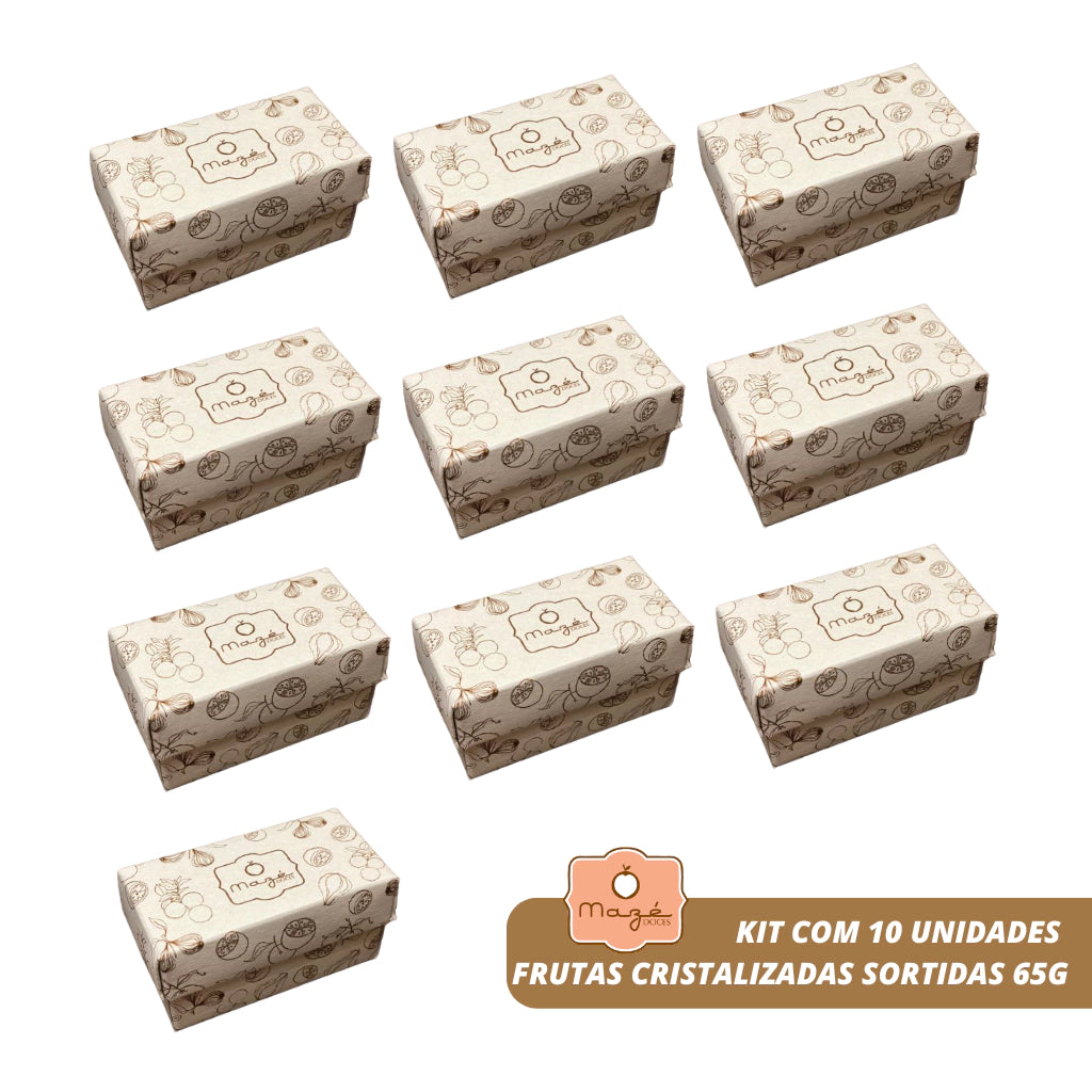 KIT COM 10 UNIDADES - FRUTAS CRISTALIZADAS SORTIDA 65G
